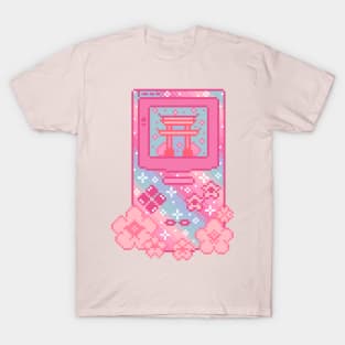 Cherry Blossom Handheld Pixel Art T-Shirt